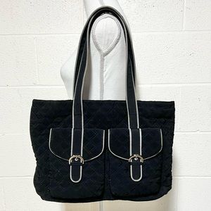 Vera Bradley Black Quilted Tote w/Floral Lining